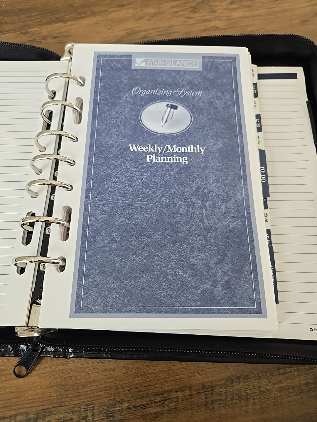 1996 AT-A-GLANCE Organizing System Faux Leather Black NEW (READ) w/Inserts 8X10