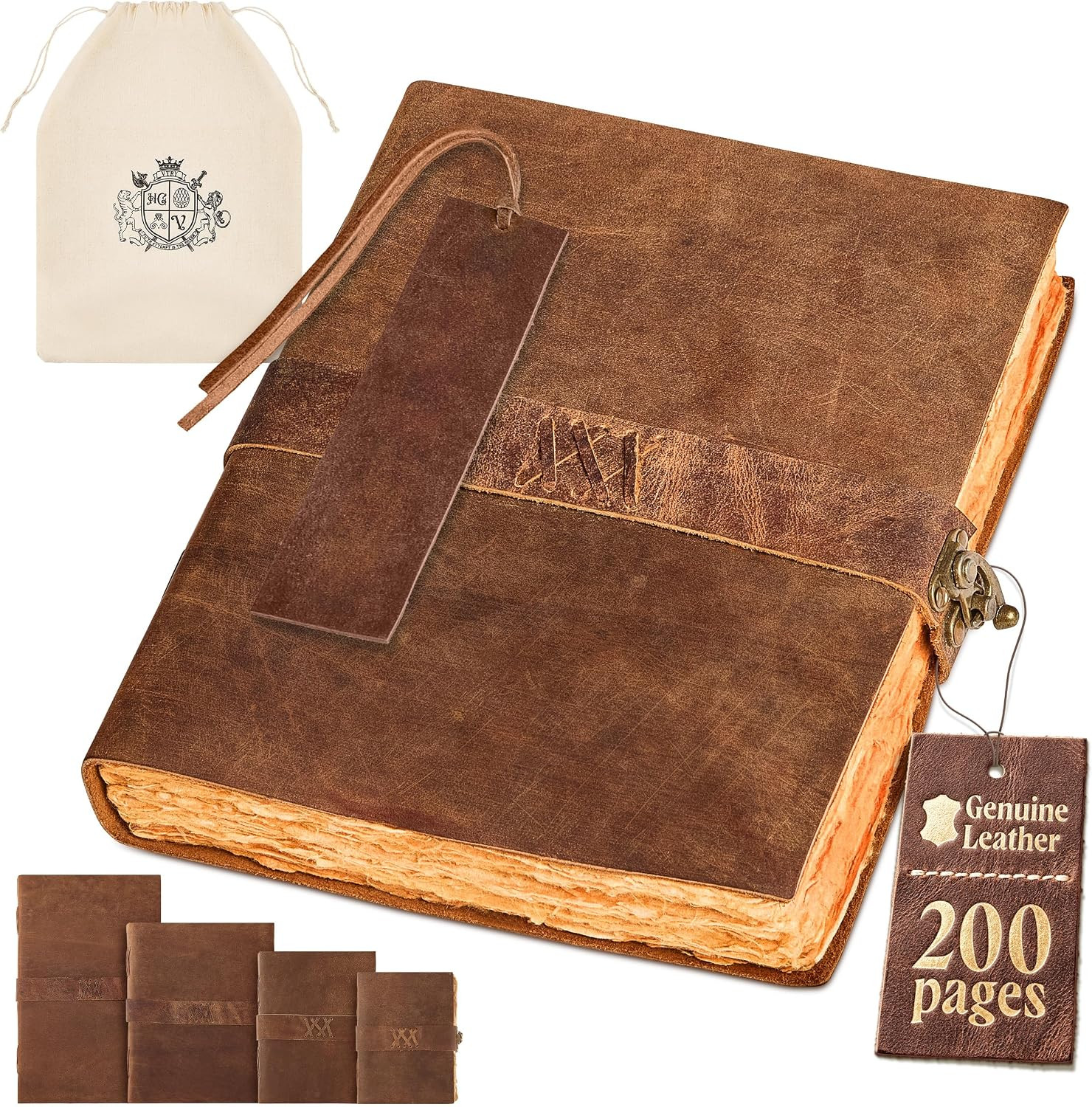 Writer’S Vintage Leather Journal 8X10 Inch | 200 Deckled Pages, Antique Manuscri