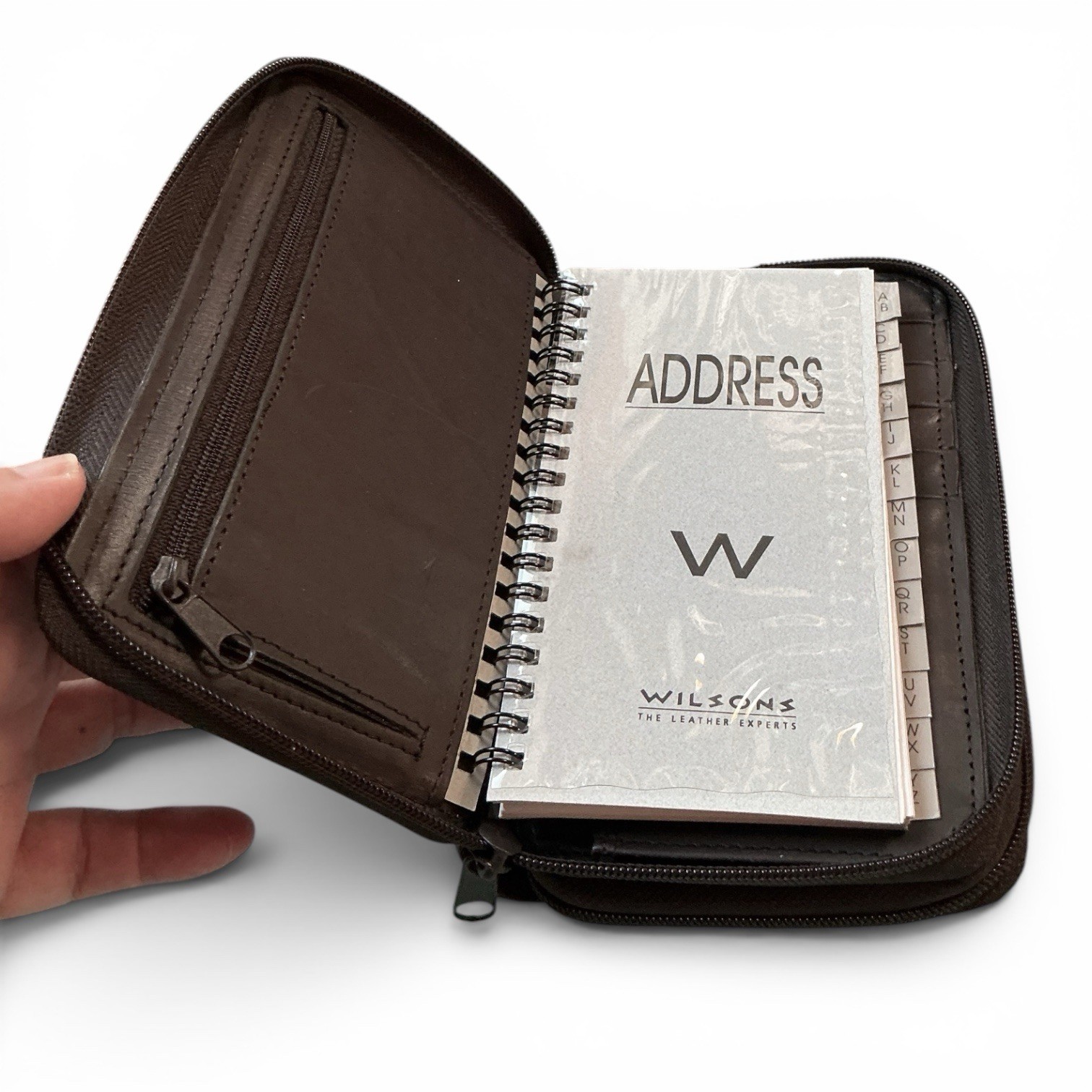 VTG Wilsons Leather Address Planner Notepad Credit Card Wallet Full Zip 4.5”x7”