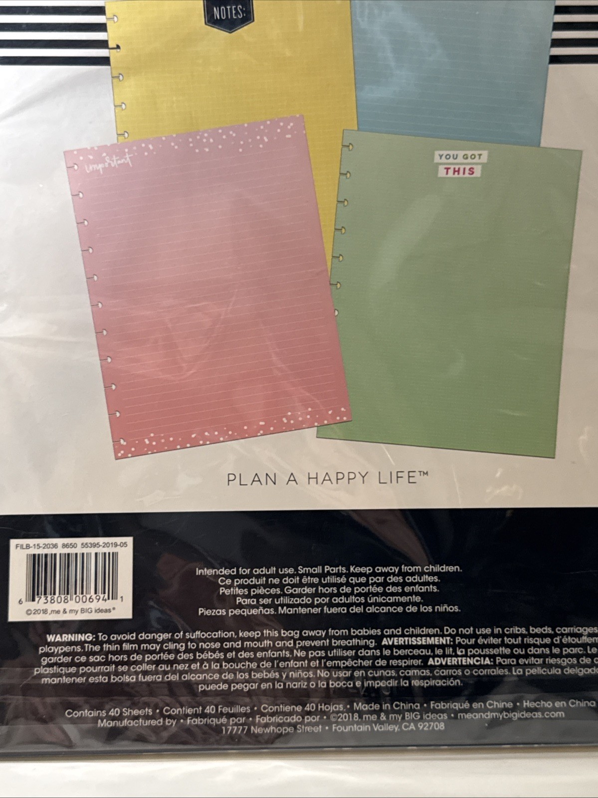 The Happy Planner -Important/Notes/You Got this Big Filler Paper 40 Sheets