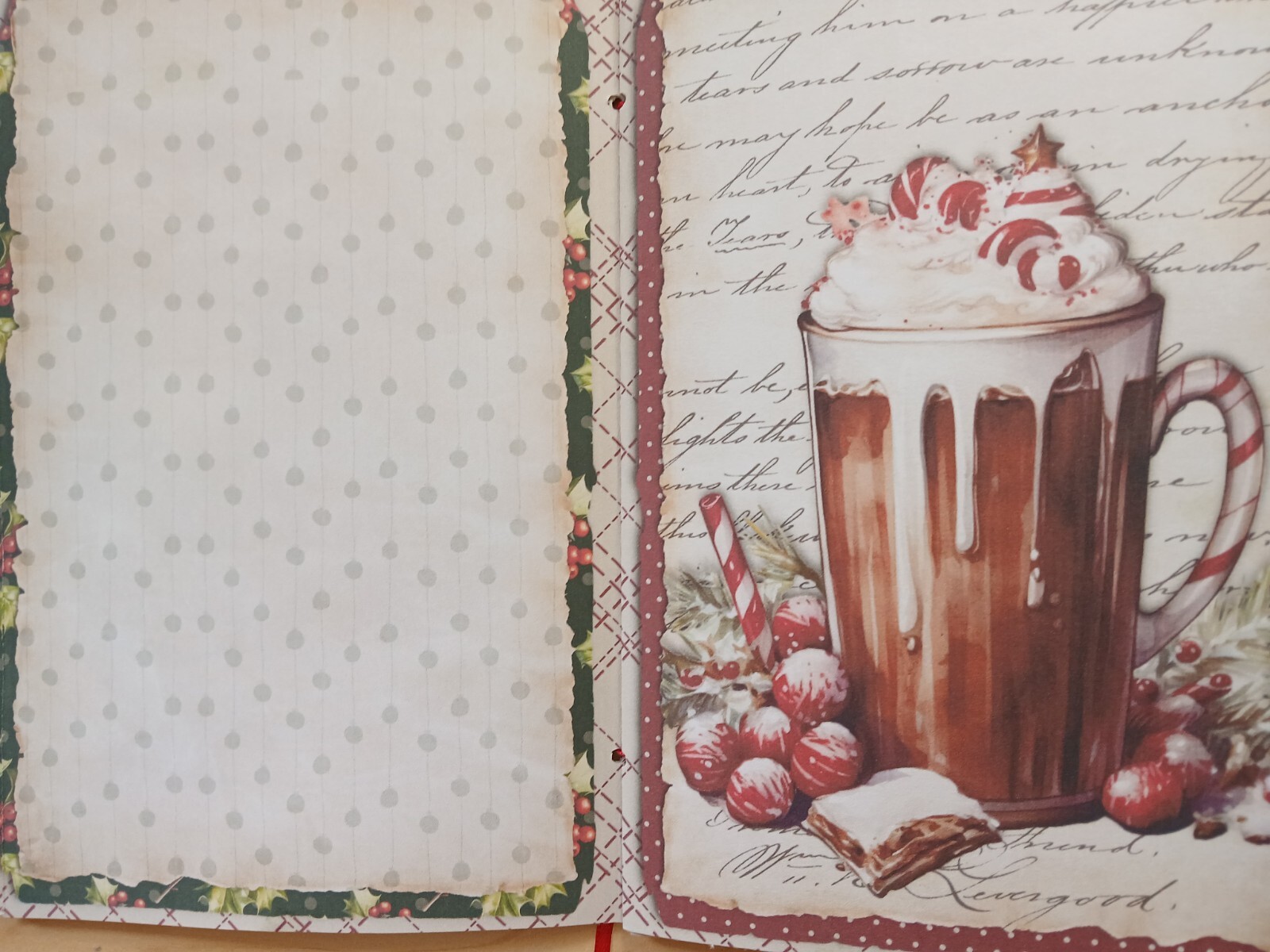 Junk Journal Blank Booklet “HOLLY JOLLY CHRISTMAS ” Lg 8.5″x5.5″ 40pgs