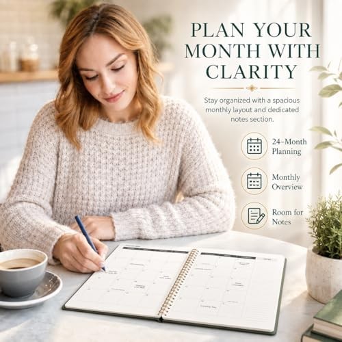 Monthly Planner 2026-2027 24 Months Jan 2026 Dec 2027 8.6×11 Hard PVC Cover
