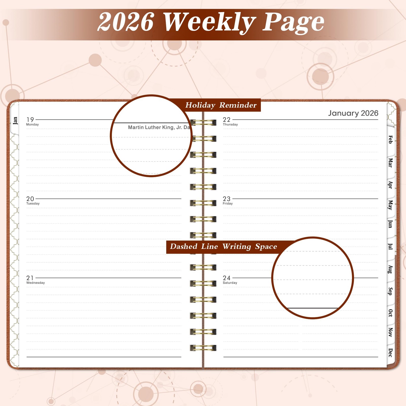 2026 Planner – 2026 Weekly and Monthly, Jan. 5.75″ x 8.25″, Brown