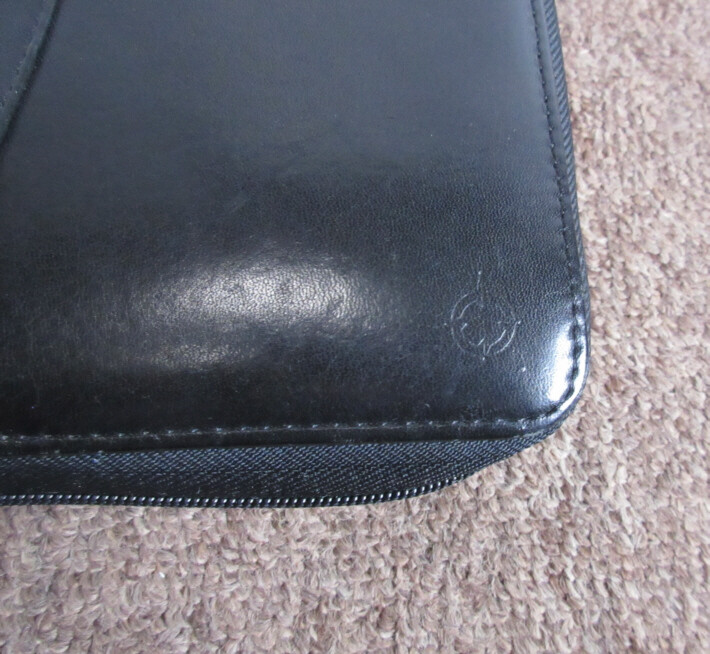 1996 Franklin Covey Genuine Black Leather Space Maker 6-Ring Zip Around Binder