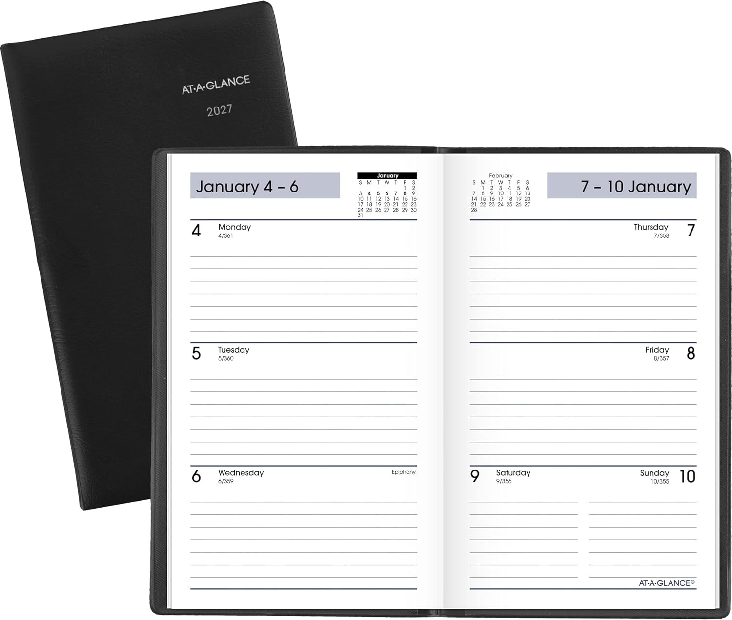 2027 Dayminder Pocket Planner, Weekly, 3.5″ x 6″, Black (SK480027)