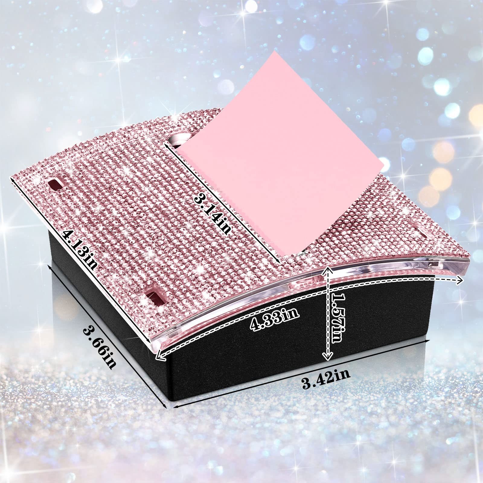 Eersida Rhinestone Self Stick Note Pad Holders 4 x 4 x 4 x 1.46 inches, Pink