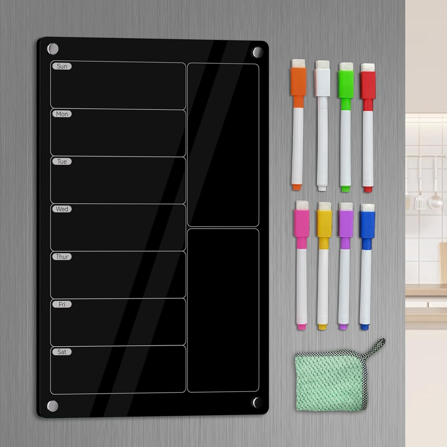 Acrylic Meal Planner Magnetic Weekly Menu Board Kitchen Fridge Menu Planner