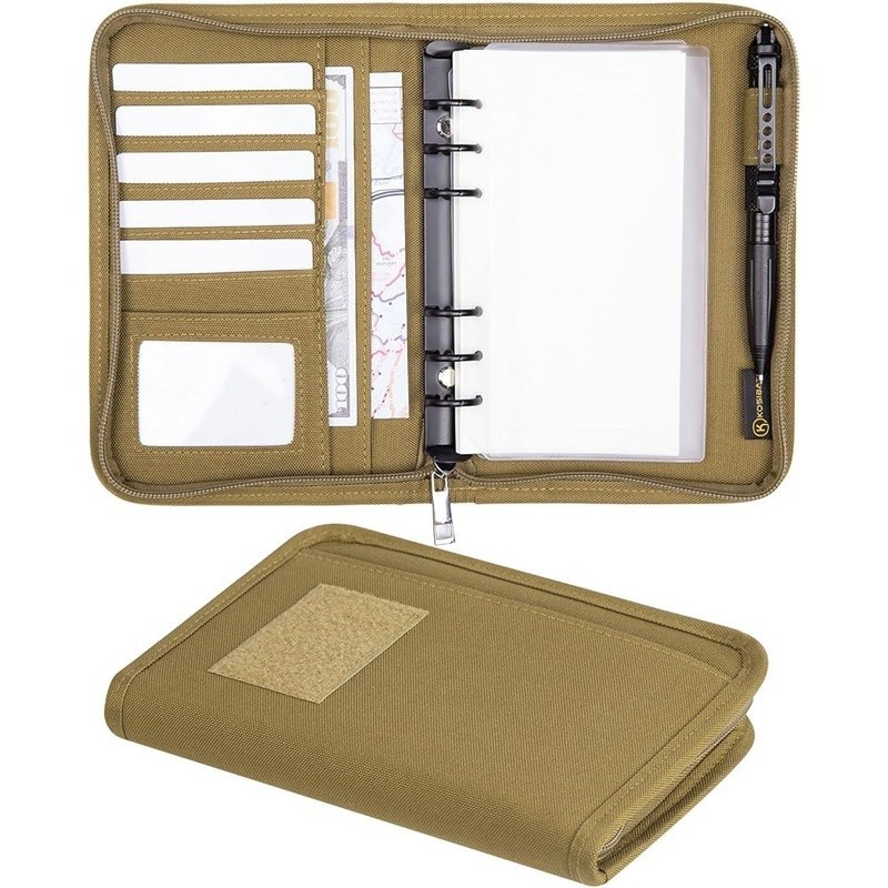 Weather Resistant Polyester Notebook Cover Zipper Binder Card Slots Organizer US