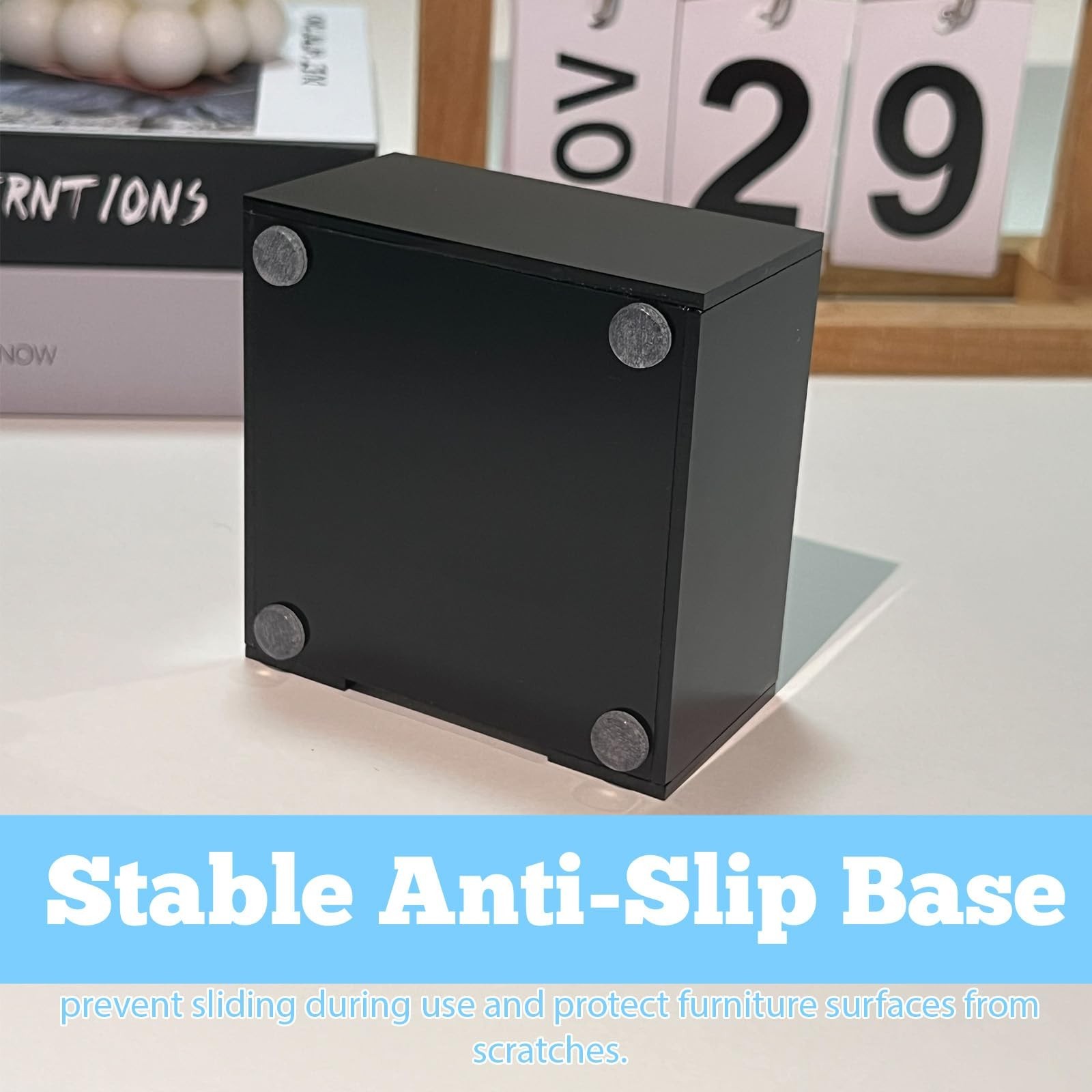 Black Acrylic Sticky Note Holder, 3×3 Crystal Clear Notepad Holder with Anti-…
