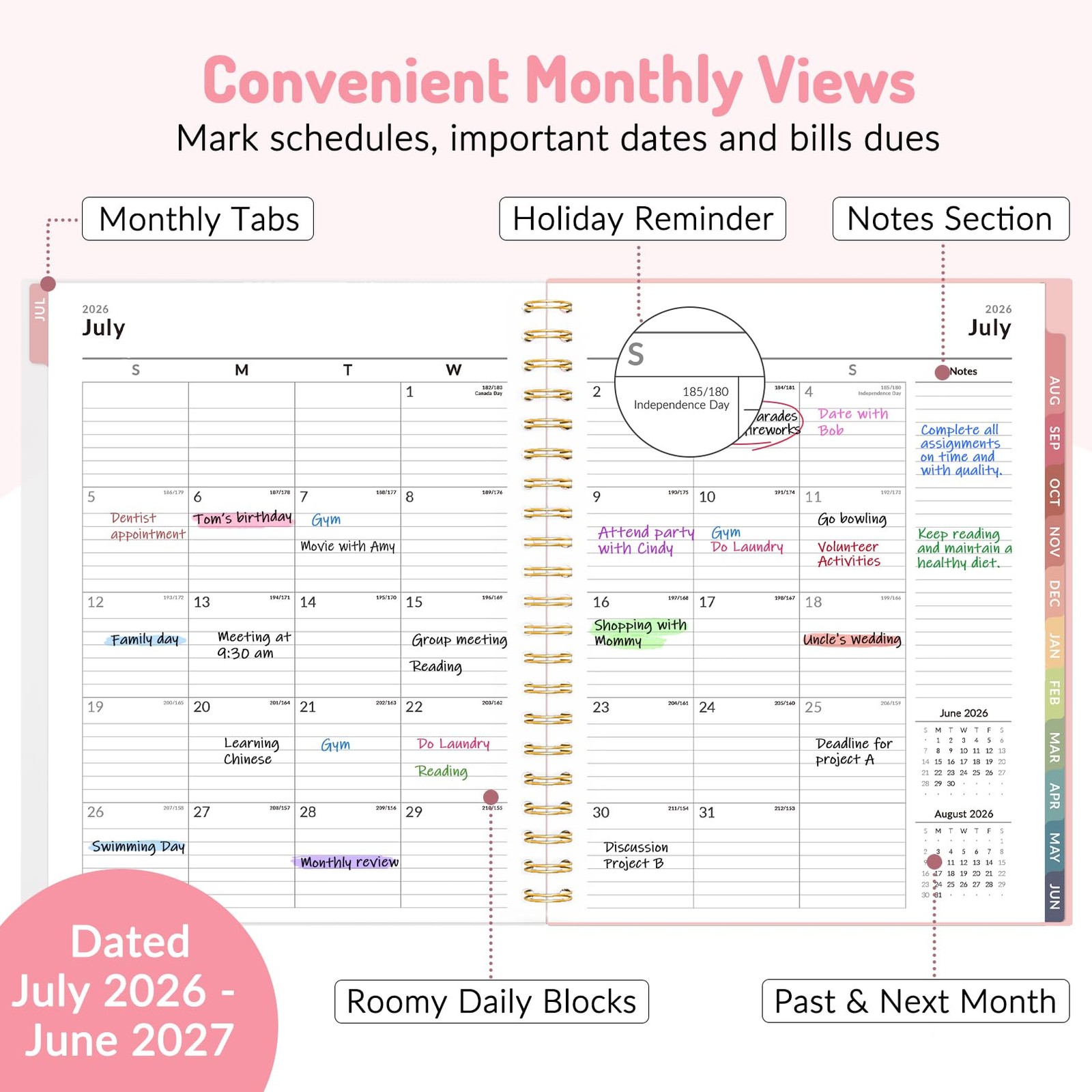 Teacher Planner 2026-2027, Academic Planner 2026-2027, Jul 2026 – Jun 2027, 8…