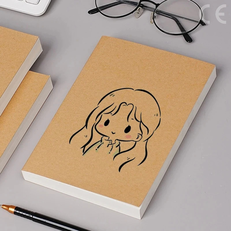 Kraft Paper Notebook DIY Cover Blank Journal A5 B5 Draft Book Student School