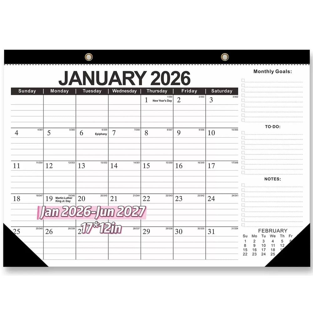 Desk Calendar 2026, Large 17″ x 12″ 18 Months Runs from B#2026-2027