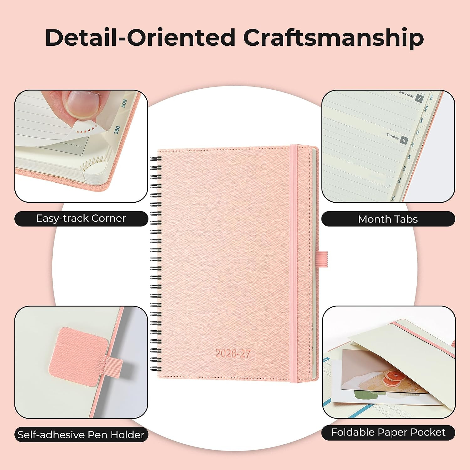 Planner 2026-2027 Daily Weekly and Monthly,8.5″X6.5″,18 Months Spiral Bound Cale