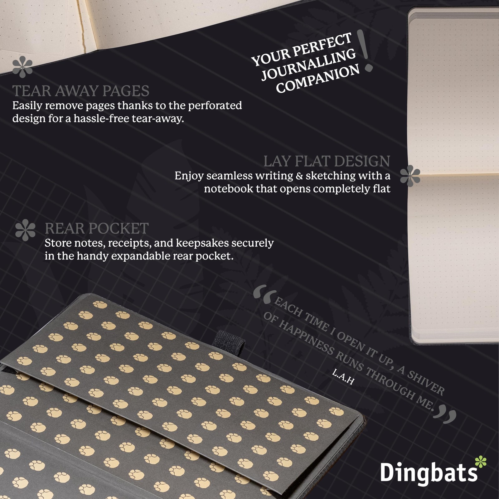 Dingbats* Wildlife Lined Writing Medium A5+ (6.3 x 8.5), Gray Elephant