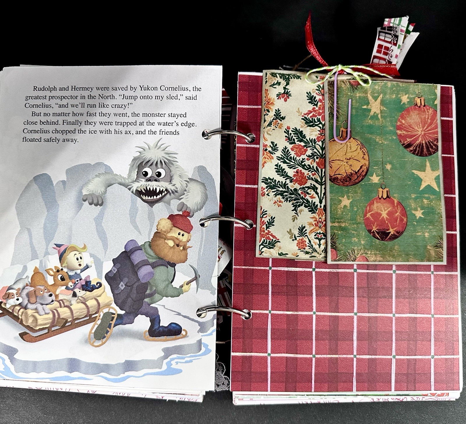 RUDOLPH Christmas Junk Journal Little Golden Book W/Embellishments & Glue Pen…