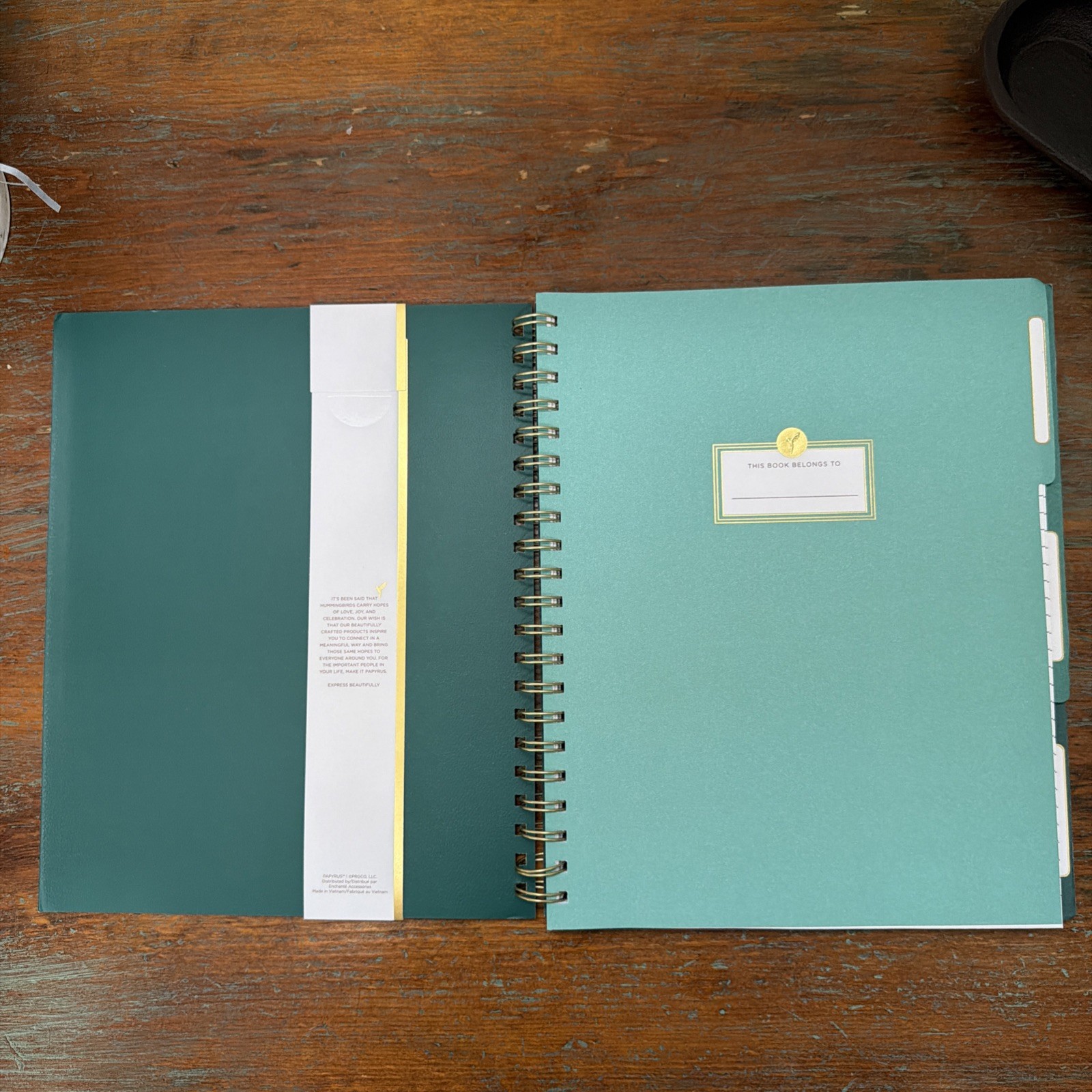 Papyrus Express Beautifully 9” X 11” Notebook. 228 Lined Pages W/Dividers. New.