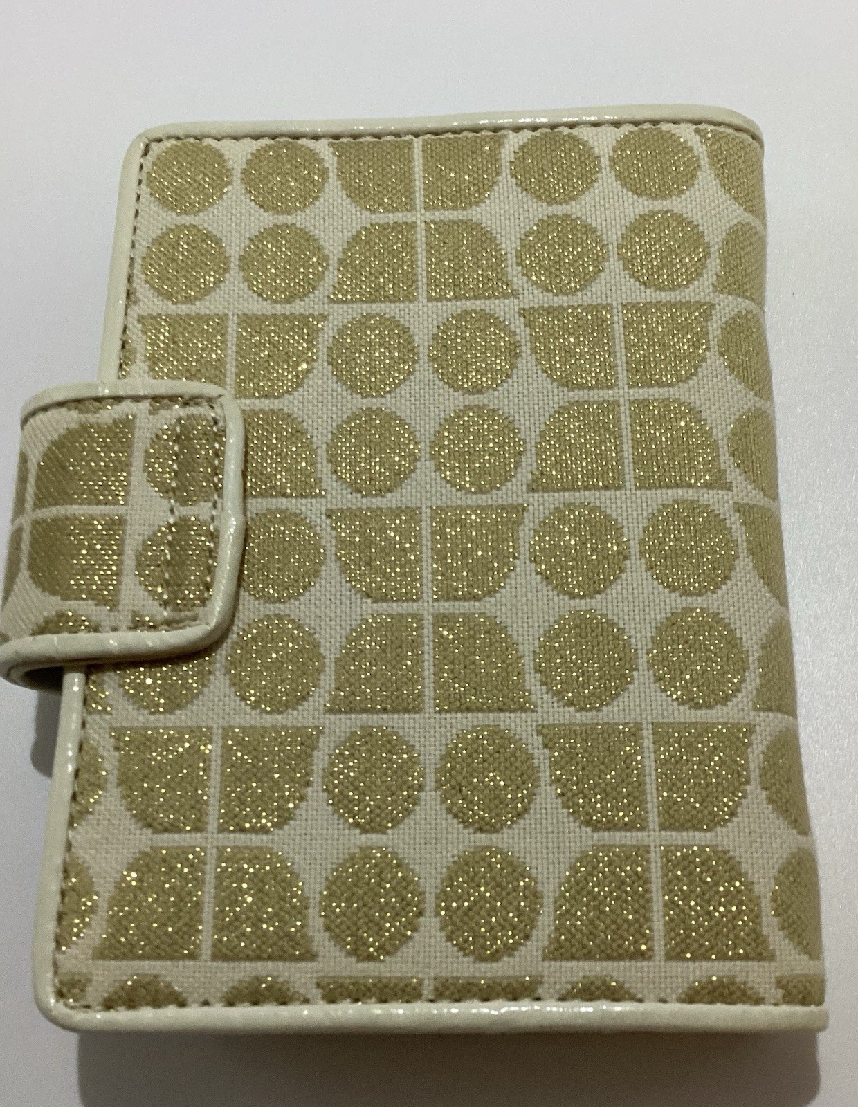 KATE SPADE NOEL PLANNER AGENDA ORGANIZER ADDRESS BINDER CREAM GOLD GLITTER NEW