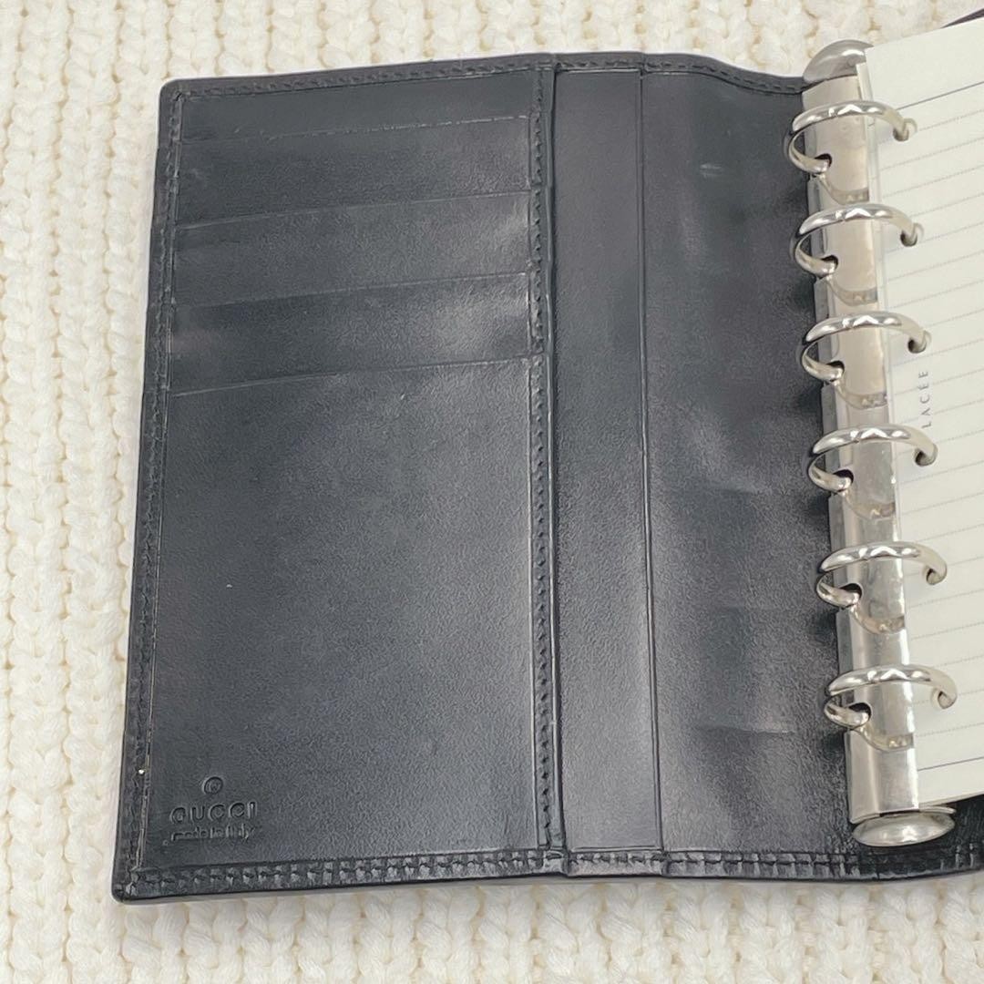 GUCCI Jackie Agenda Planner Notebook Cover GG Canvas Black Silver 6 Ring Japan