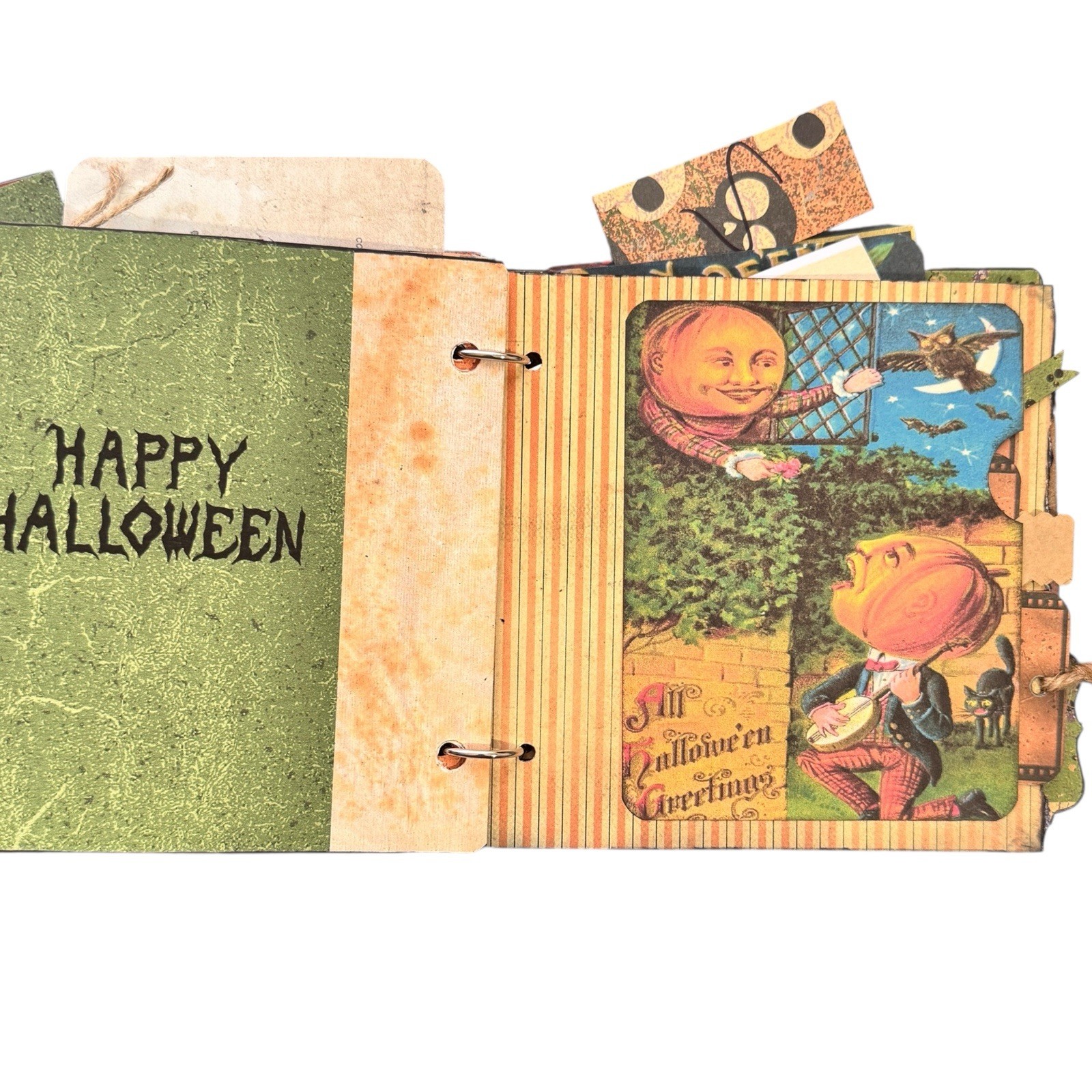 Junk Journal Halloween 6.5×6 32 Page Tags Ephemera Journaling Pumpkins Cats
