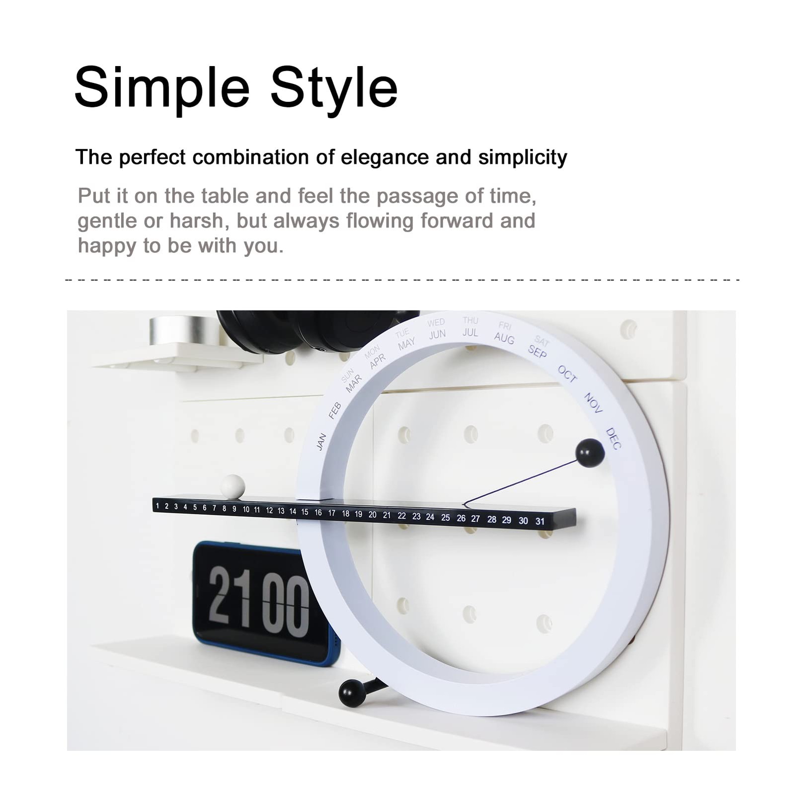 ComiHome Perpetual Calendar, Date Desk 2025 2026 Calendar,Month White，Black