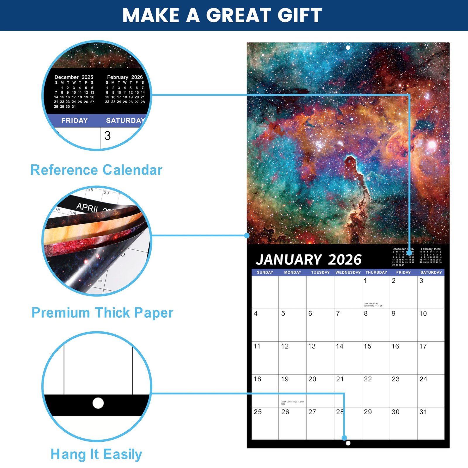 2026 Wall Calendar – 2026 Calendar, 12 12 inch x 12 inch, ‎Multicolored