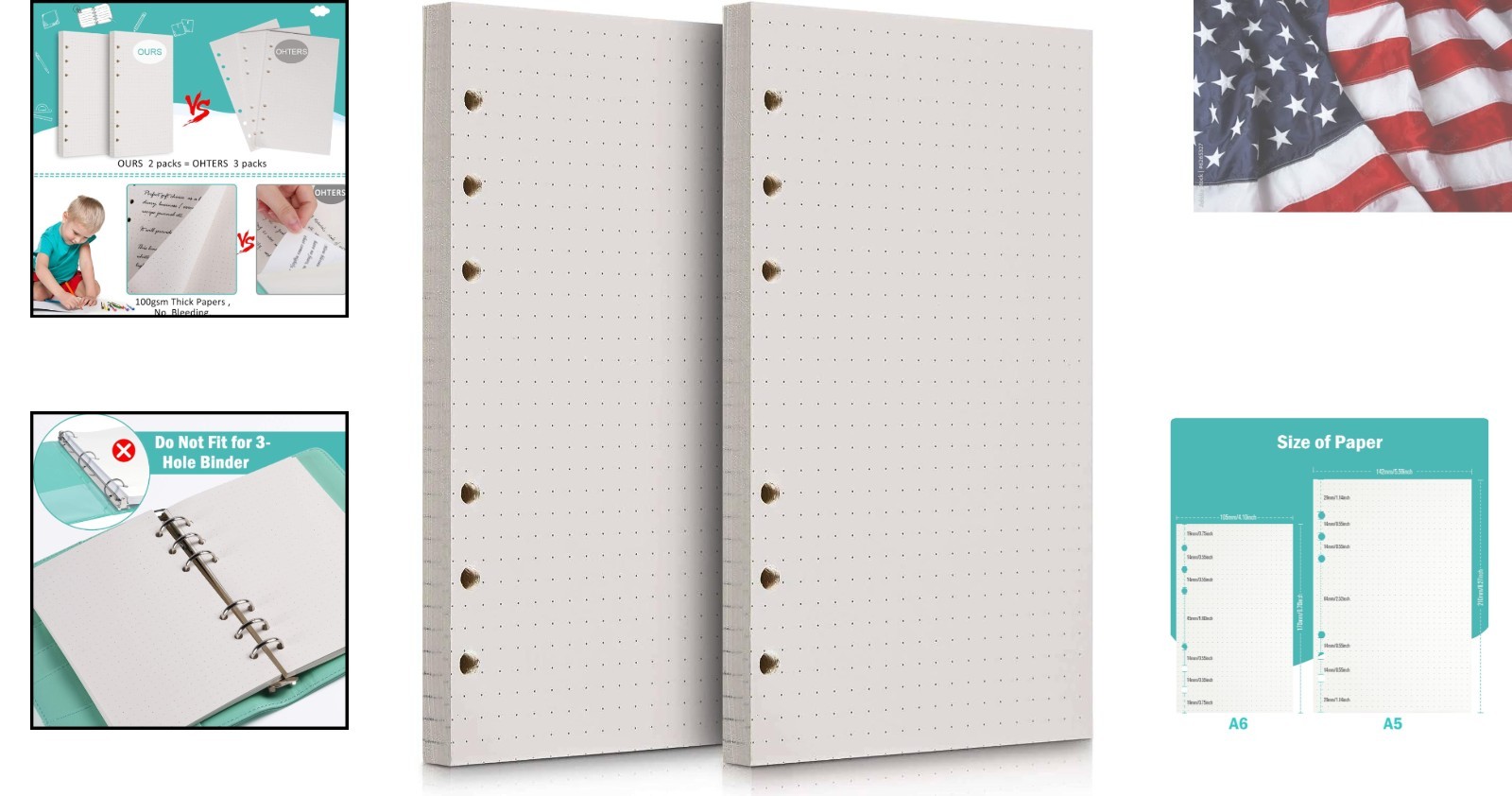 A5 Refill Paper, 280 Pages A5 Loose Leaf Paper 6 Hole Notebook Refills for 6 …