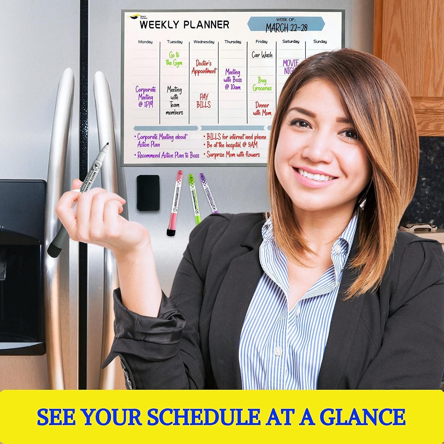 Large Magnetic Dry Erase Board Calendar – 2025 Weekly Planner for Busy Lives