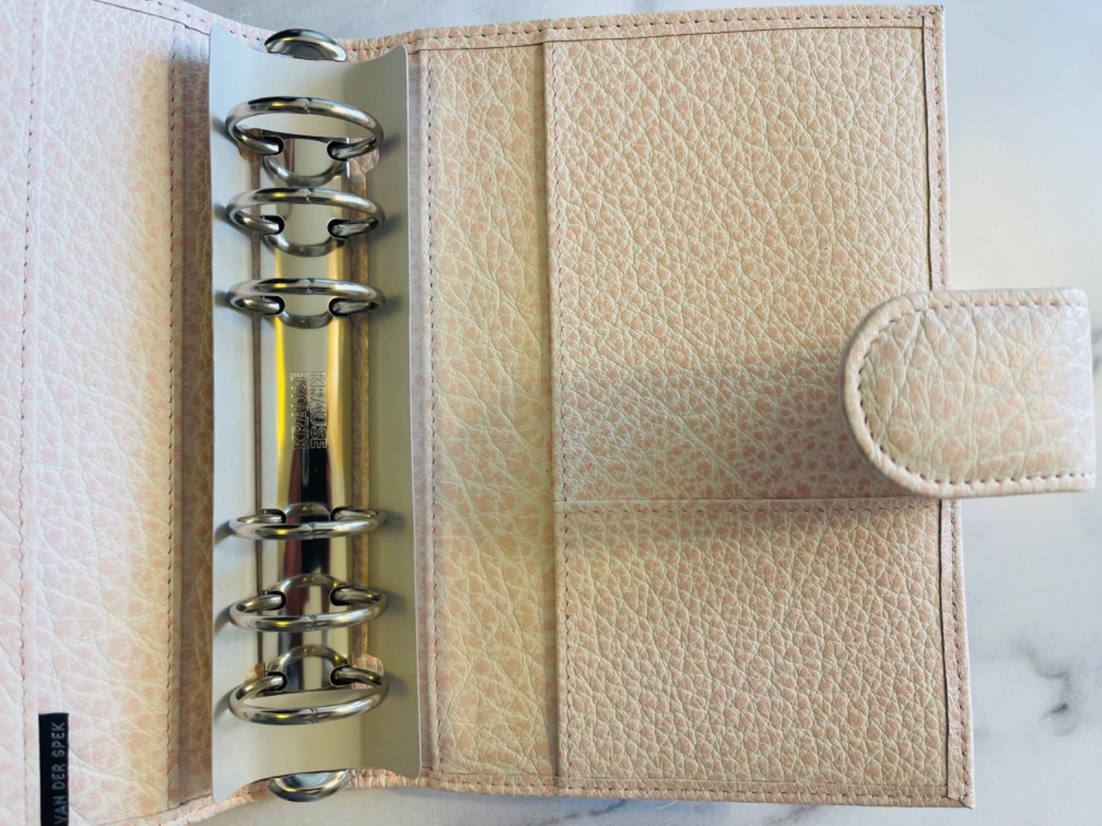 Van Der Spek TM Standard 30mm ring Leather planner -RARE TM Rose-New in box (A6)