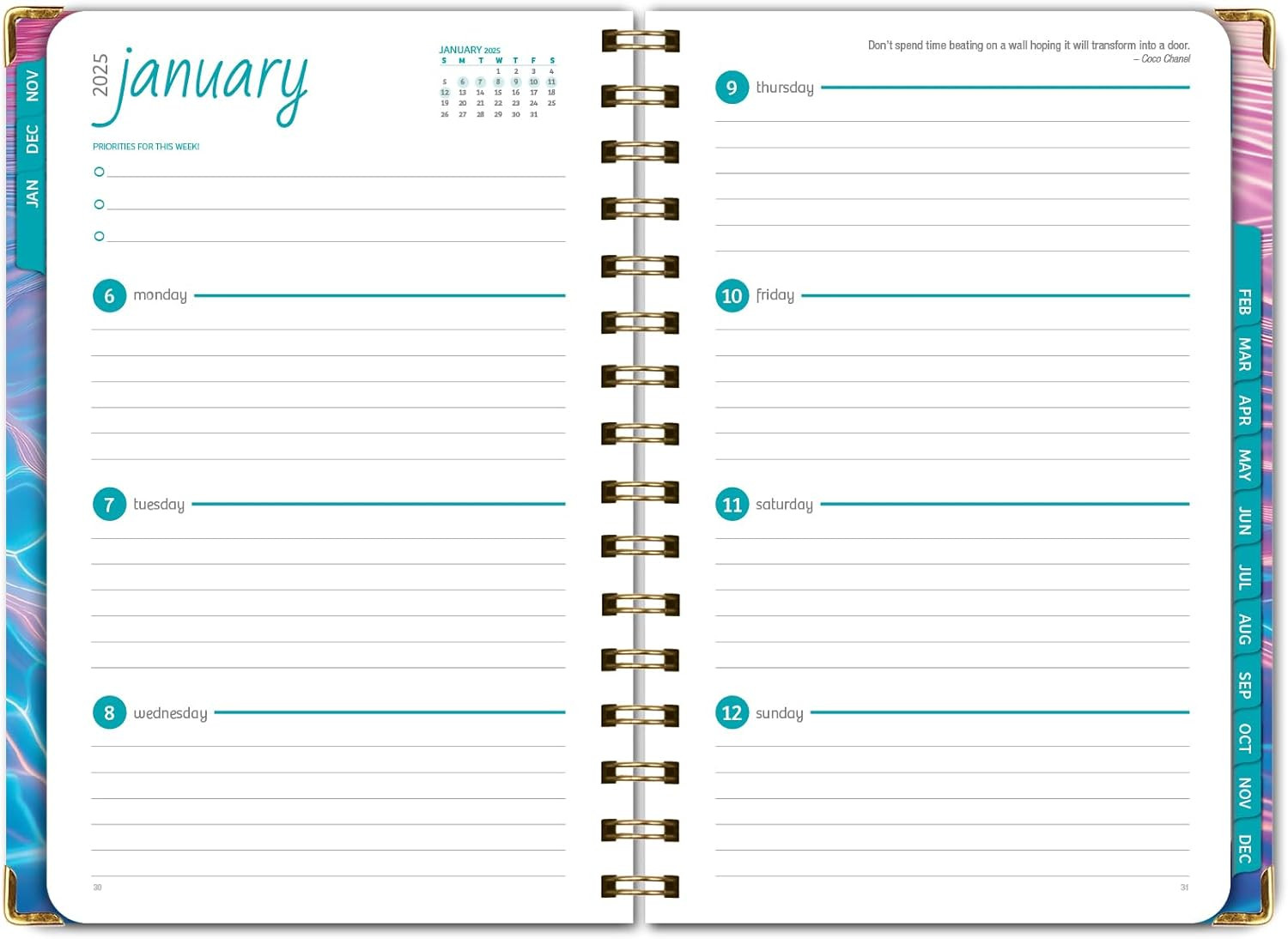 HARDCOVER 2025 Planner, 5.5″X8″: 14 Months (November 2024 – December 2025), Dail
