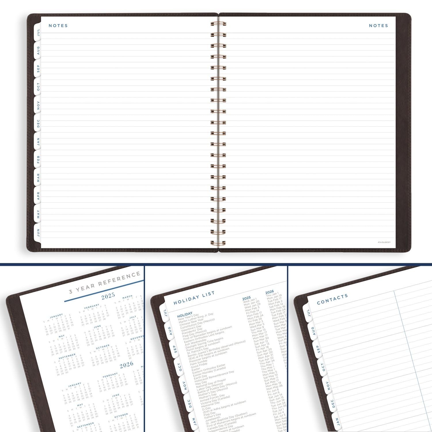 AT-A-GLANCE Planner 2025-2026 Academic, Weekly & Monthly, 8-1/2″ x 11″, Brown