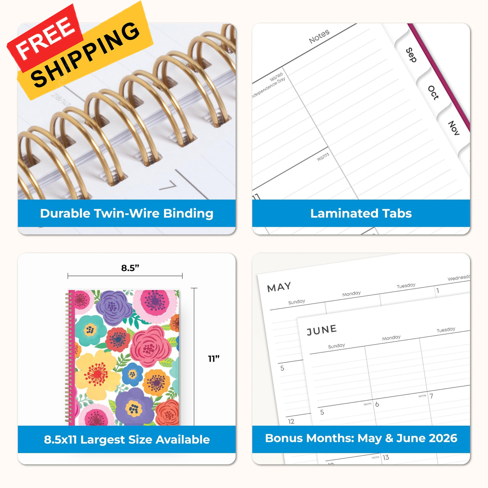 Blue Sky 2026-2027 Weekly and Monthly Academic 8.5″ x 11″, Mahalo- 2026/2027