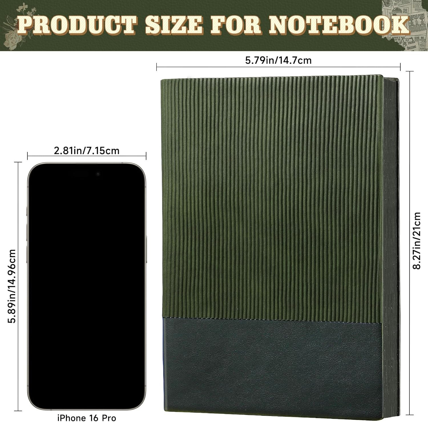 Lined Journal Notebook for Work College Ruled Note Book 5.8″X8.3″A5 PU Leather D