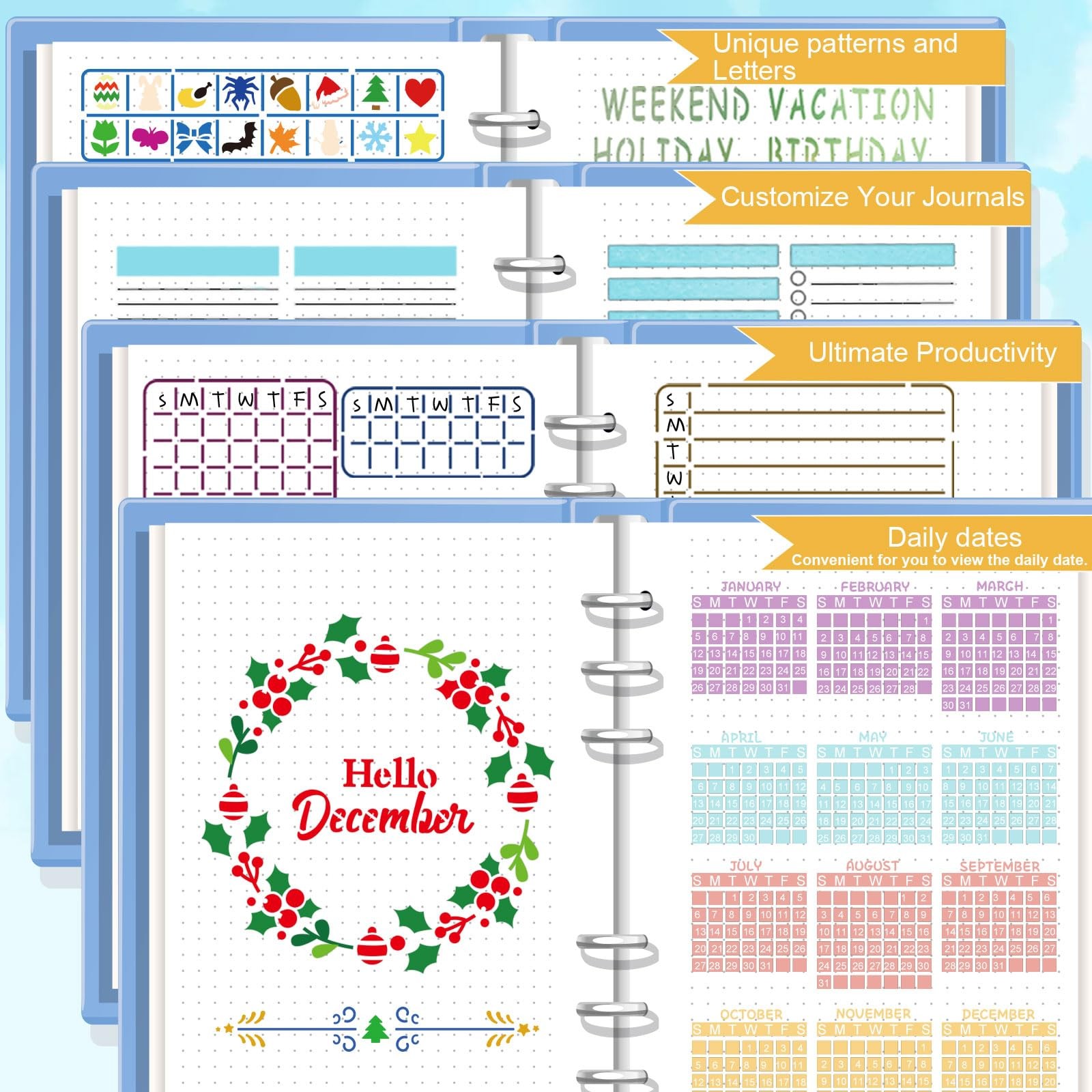36 PCS Planner Stencils,Plastic Bullet Journals Stencils Journaling Supplies …