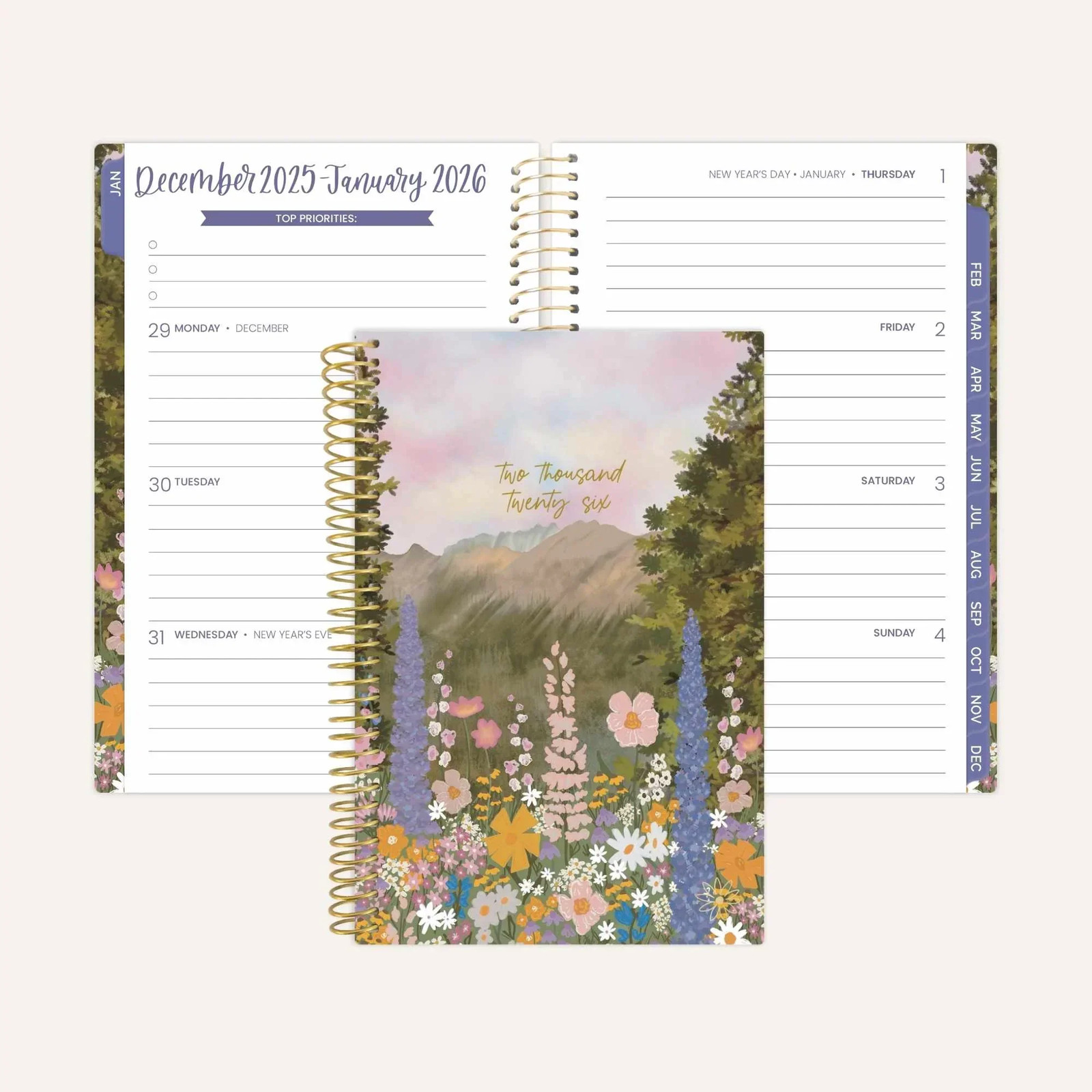 2026 Soft Cover Planner, 4″ x 6″, Wildflower Mountainside