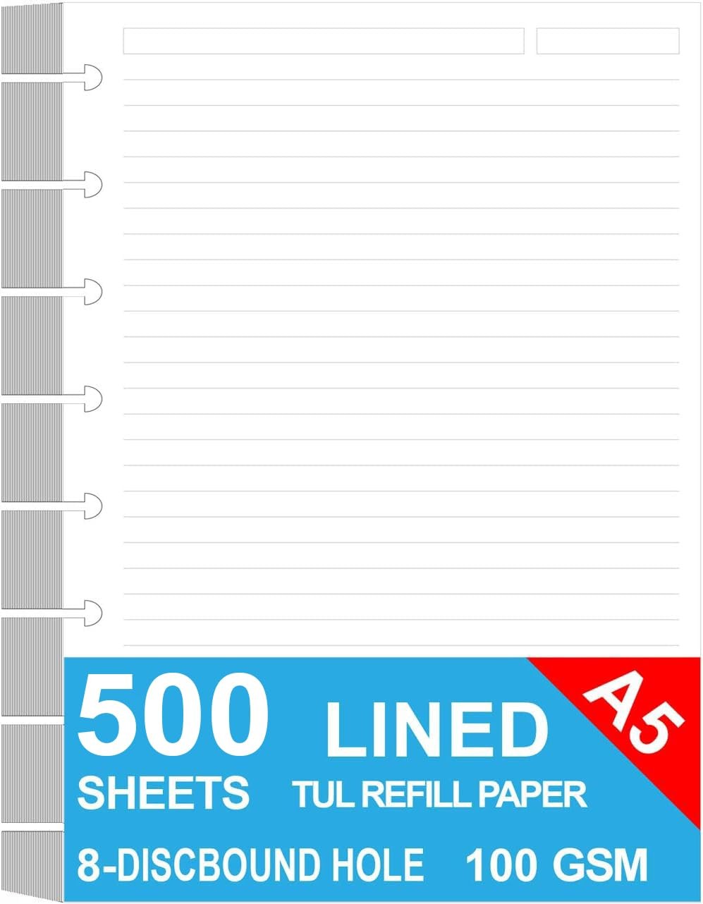 Junior Size Discbound Refill Paper – 8 Discs 500 Sheets, White