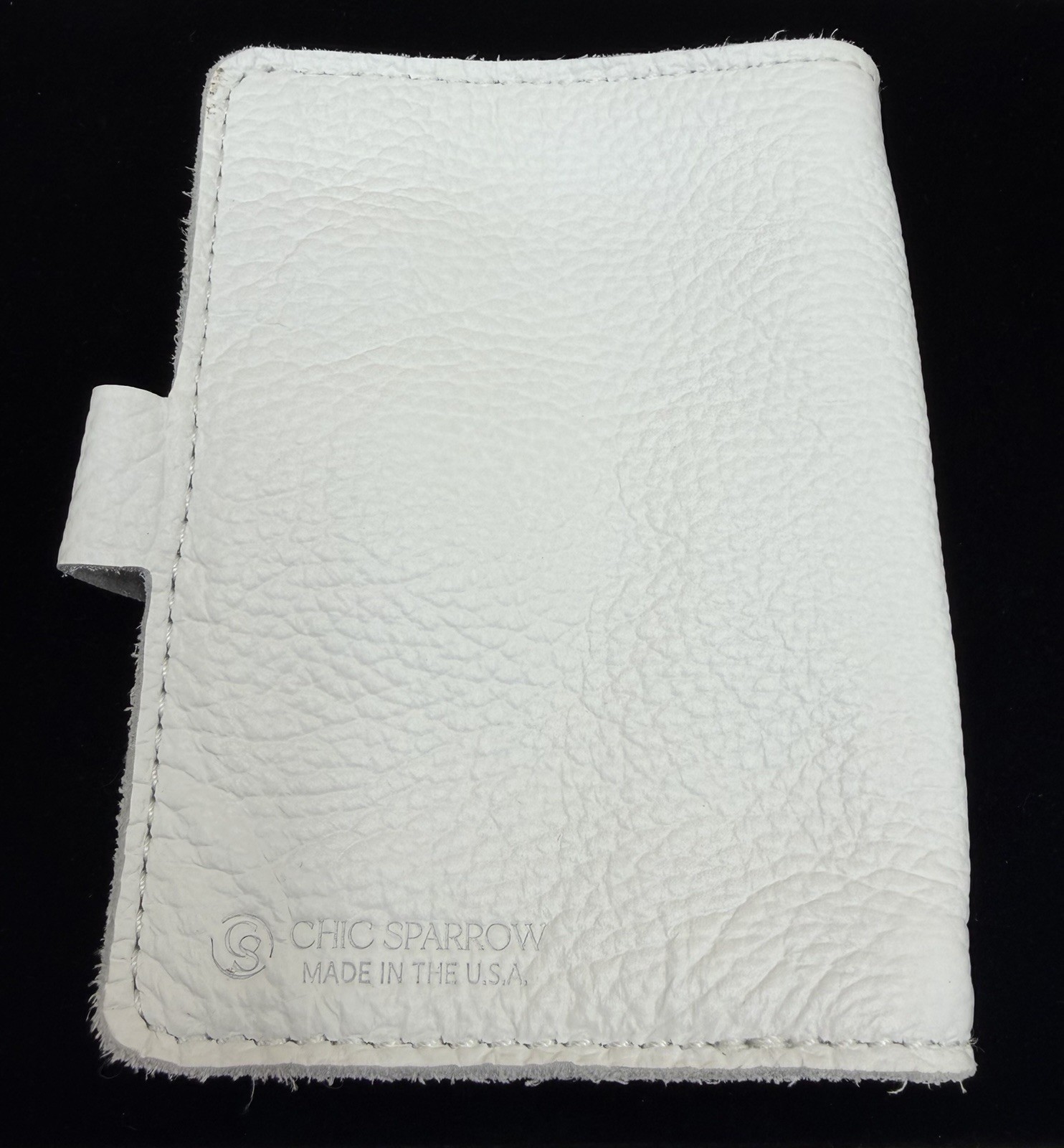 Chic Sparrow Pocket Field Notes TN White Pebbled Leather USA Planner Cover W/box