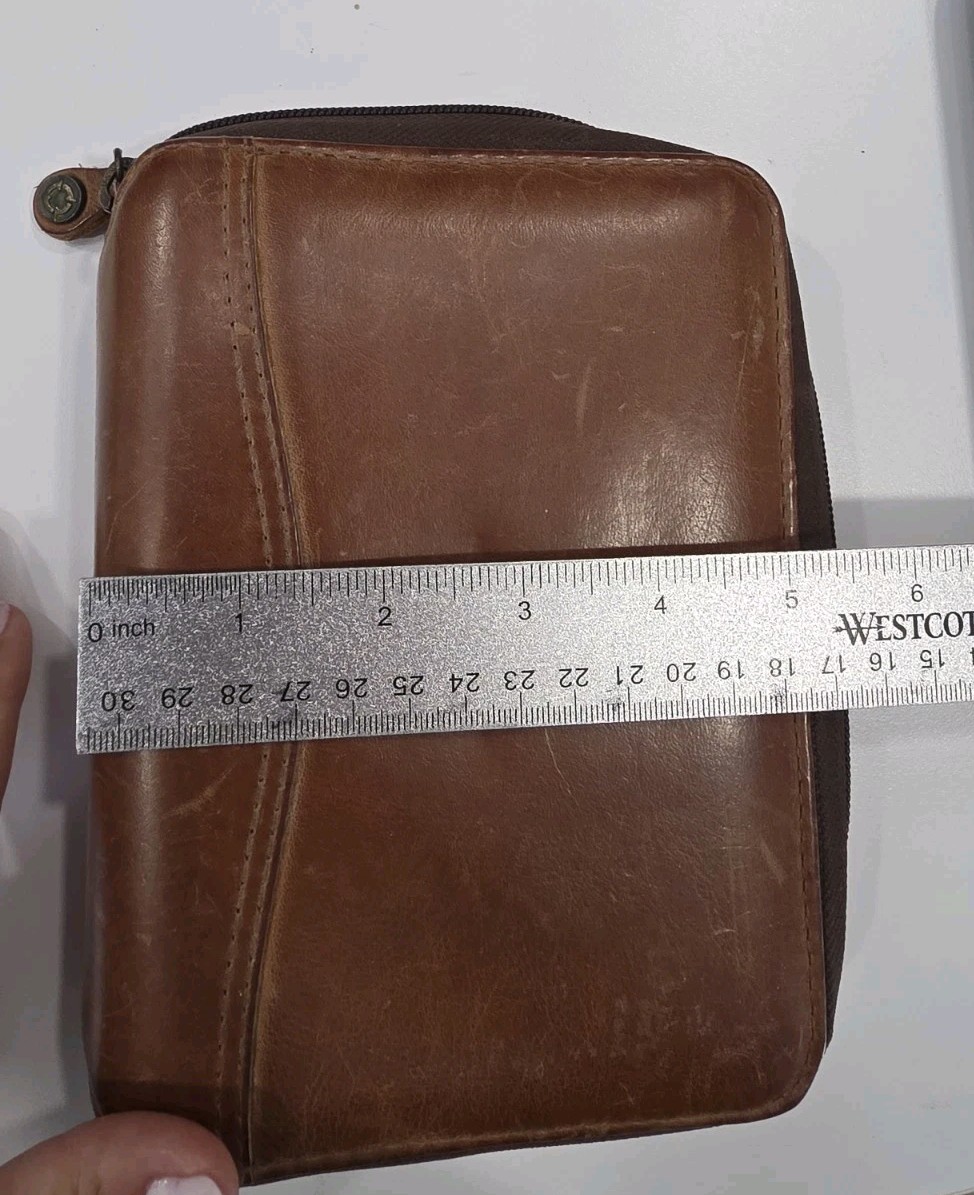 Vintage 1996 Franklin Covey 6 Ring Zip Around Genuine Leather Binder Made In USA