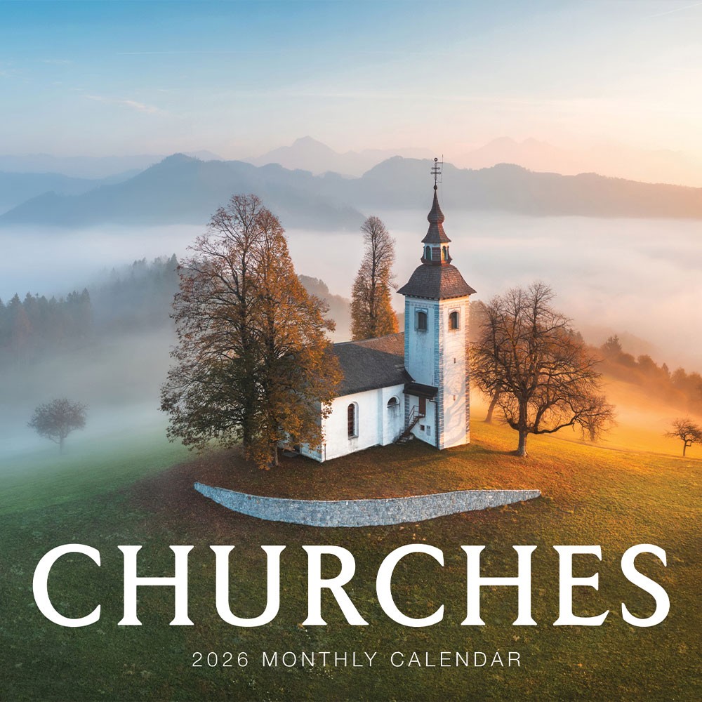 Churches Calendar 2026 | 12″ x 24″ 12 Month Calendar | Marble City Press