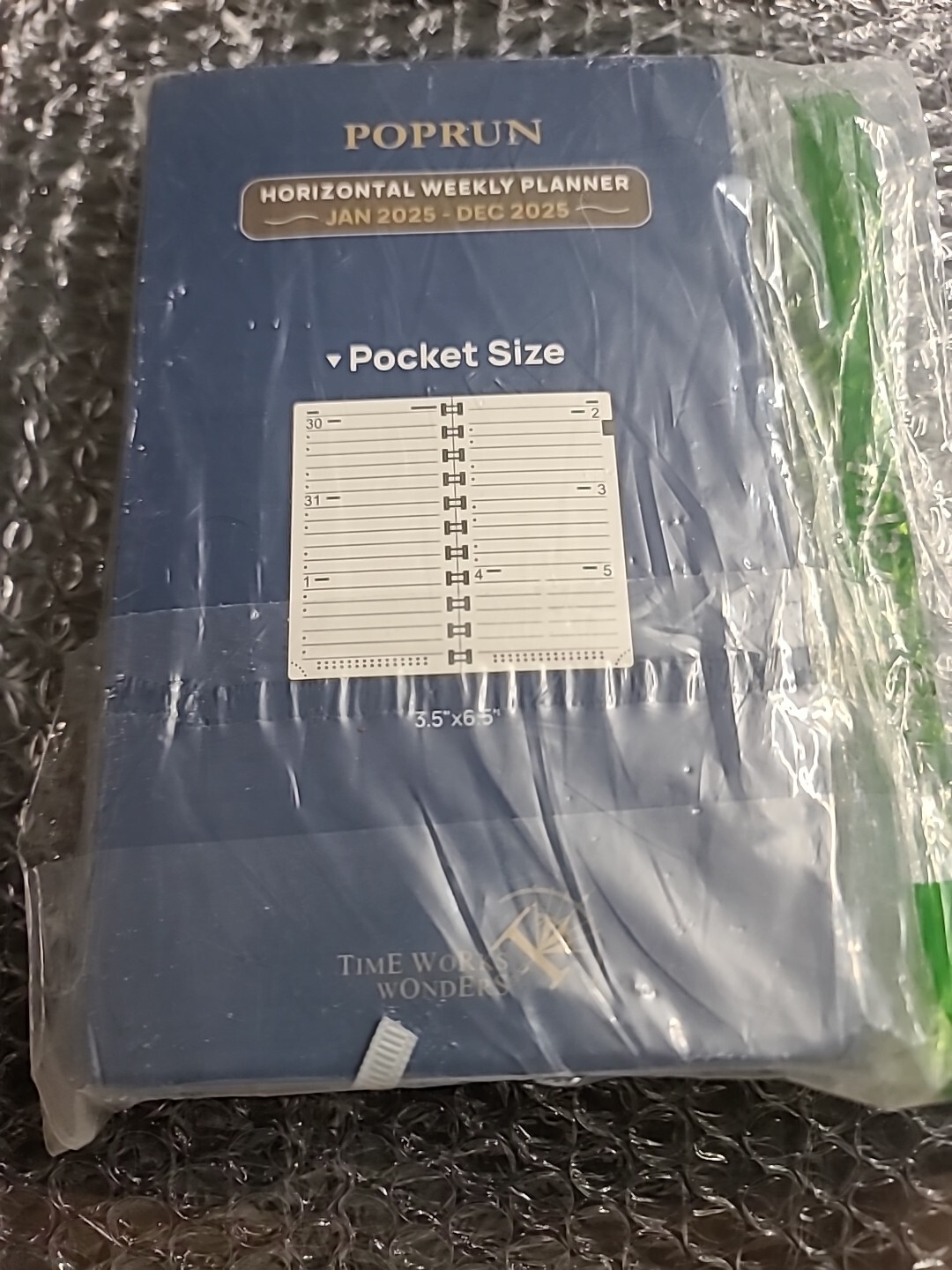 Jan25 Dec25Horizontal Weekly Planner Poprun 3.5″ x 6.5″ Hardcover Blue Pocket Sz