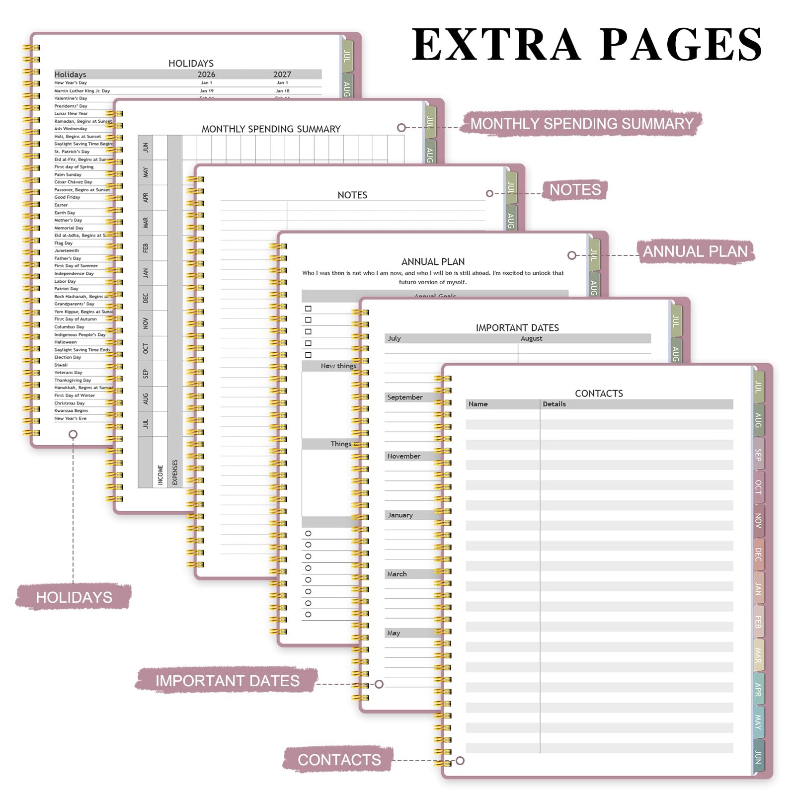 Appointment Book 2026-2027, Hourly Planner from July 8.5 X 11 inches, Pink