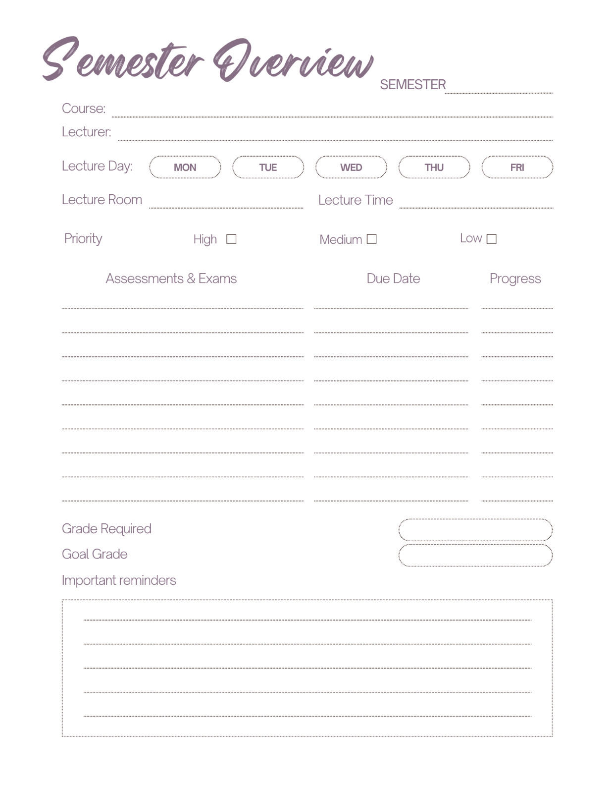 Digital Student Planner PDF | Study, Exam Tracker & Productivity Organizer