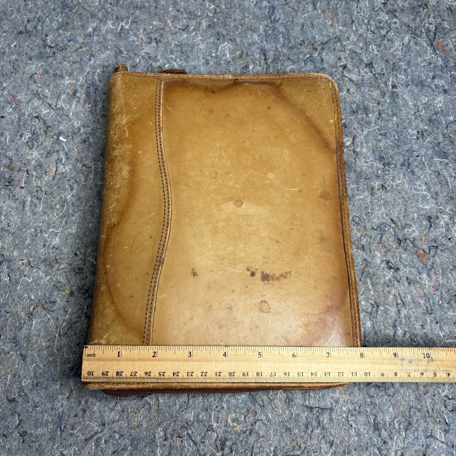 Vintage Day Timer Planner Brown Genuine Leather Organizer Binder Zip 7 Rings