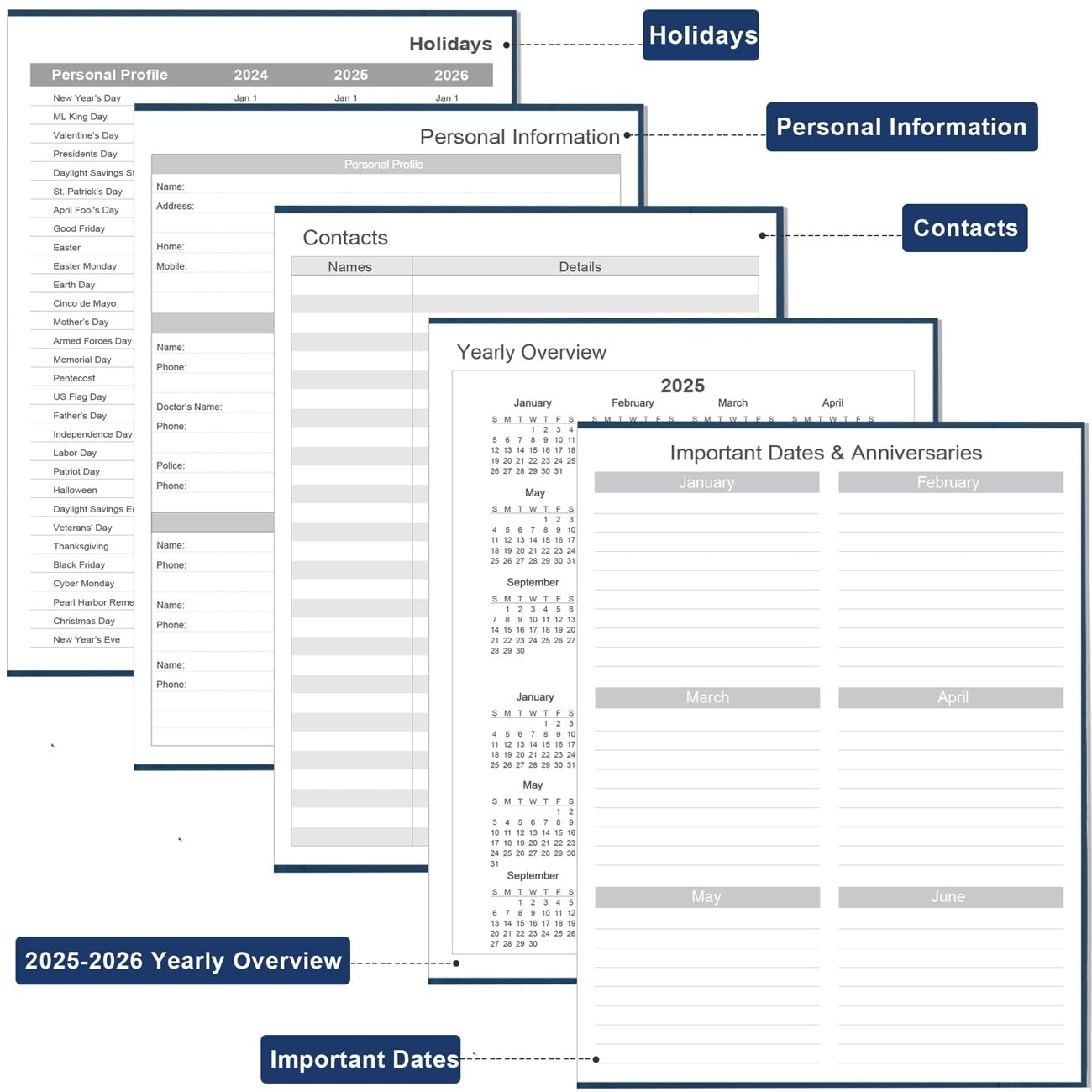 Daily & Monthly Planner for 2026 or Anytime – ADHD Planner Two Pages Per Day,…