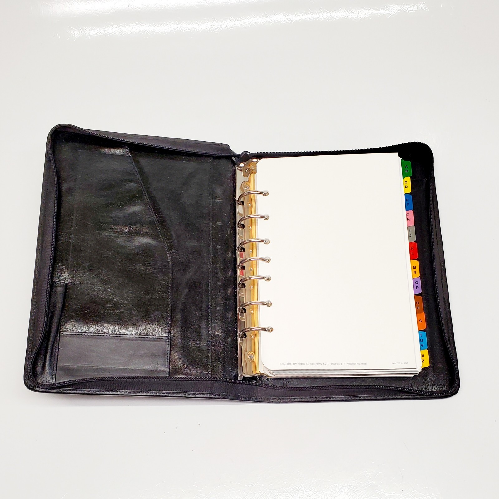 Vintage ~ Day-Timer Black Leather Planner 7 Ring Binder Notebook Organizer 90’s