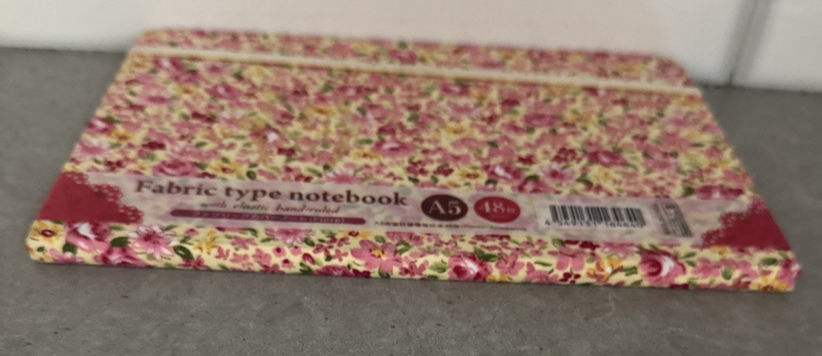 Fabric Type Ruled Notebook with Elastic Band Daiso Japan Journal Book Planner