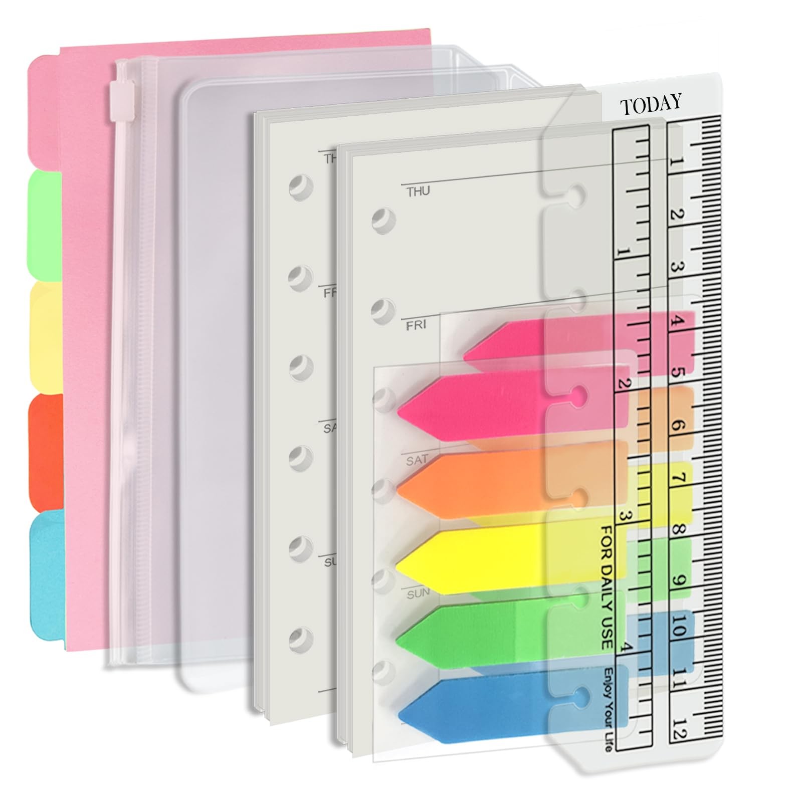 A7 6-Hole Binder Refill Set with Monthly Planner, Stickers, and Dividers