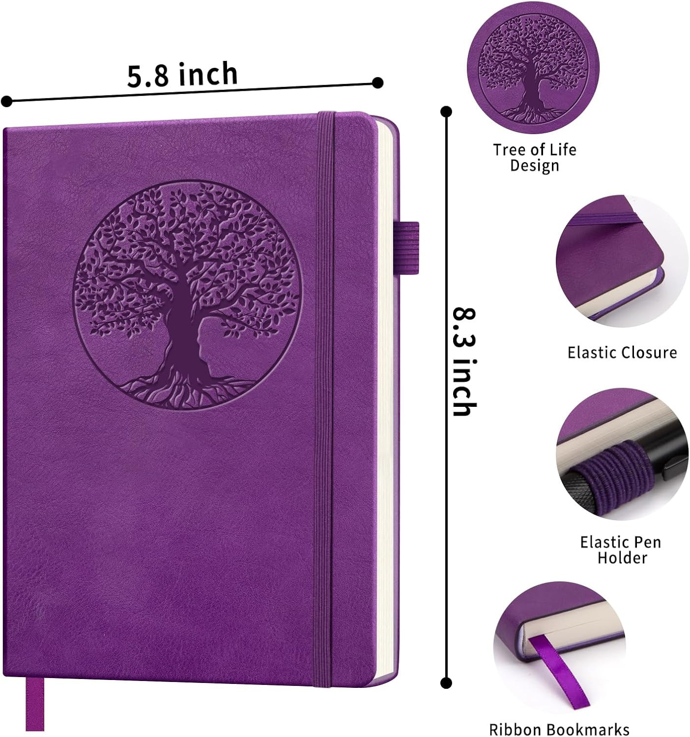 Lined Journal Notebook, A5 Leather Vintage Journals for Writing, 256 Pages Colle