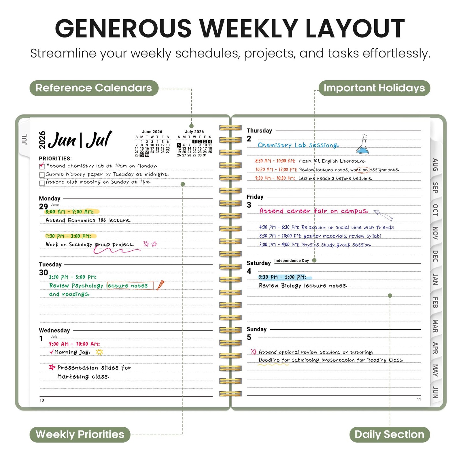 Planner 2026-2027, 6.3″ x 8.5″ Weekly and Monthly Academic Year Planner Calen…