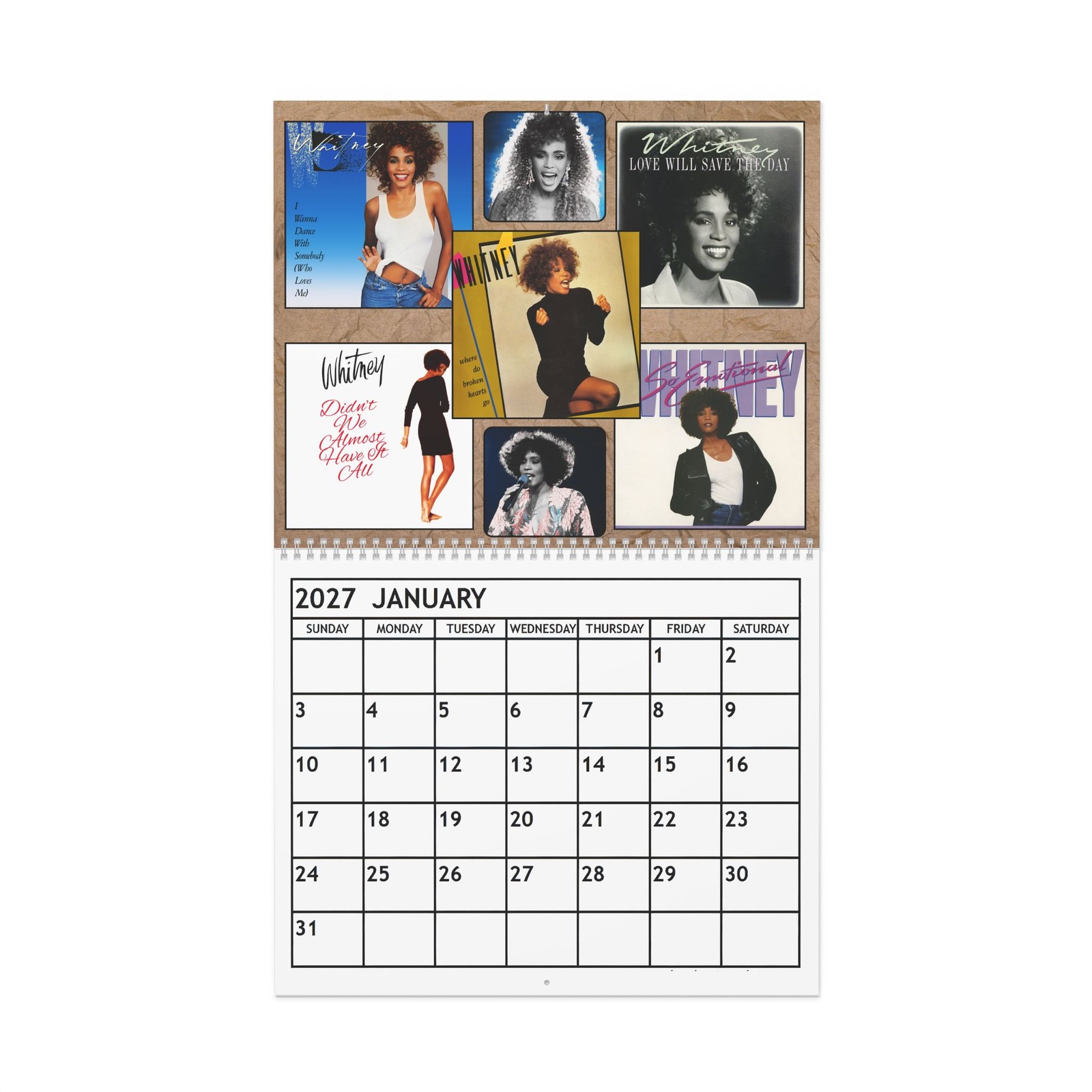 Whitney Houston 2027 Wall Calendar – Home Decor, Music Fan Gifts, Monthly