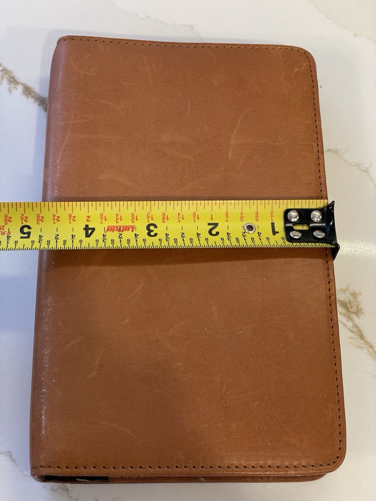 Vtg Rolodex Planner Brown Leather R0320 Calendar Address Tabs Pockets 1996 7.5″